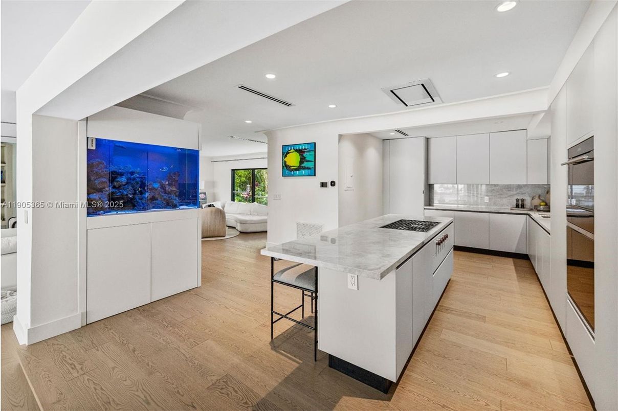 Interior, Kitchen, Recessed Lighting, Wood Texture Flooring