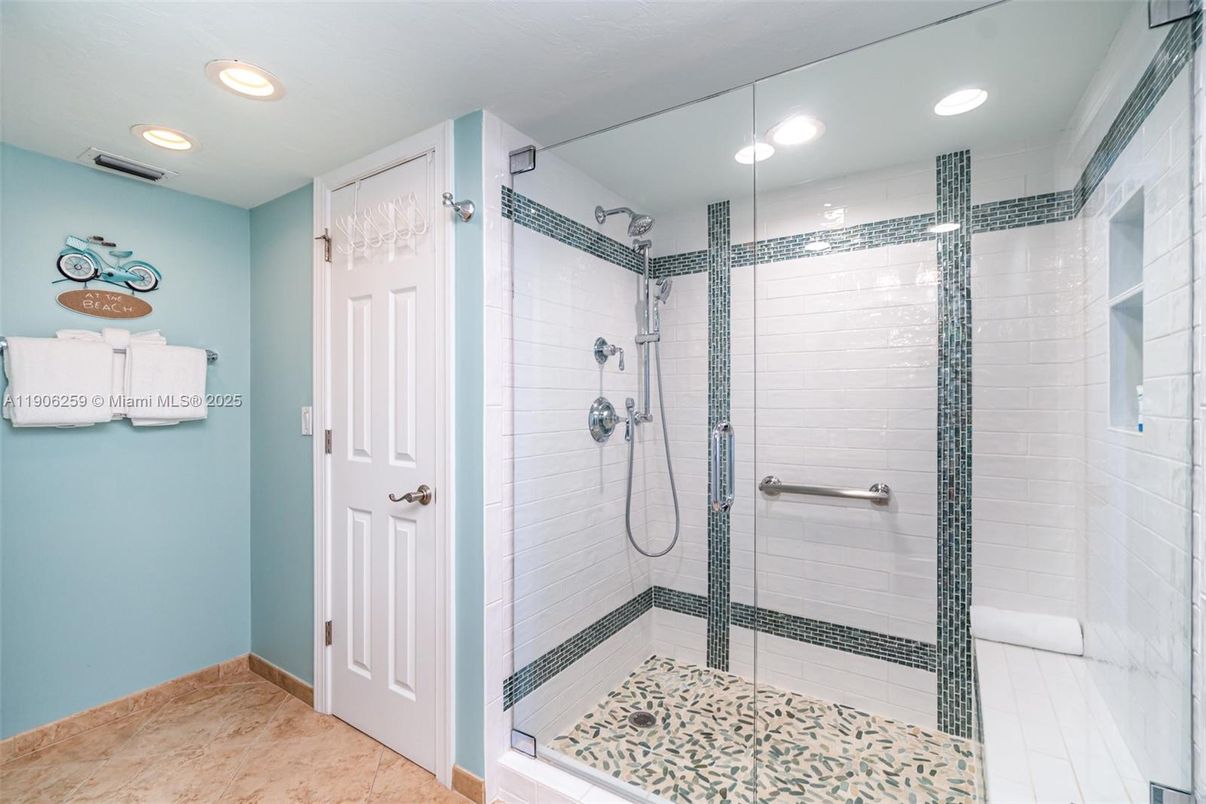 Bathroom, Glass Shower, Interior, Recessed Lighting