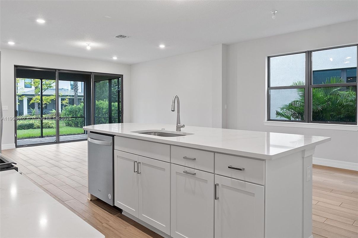 Interior, Kitchen, Recessed Lighting, Wood Texture Flooring