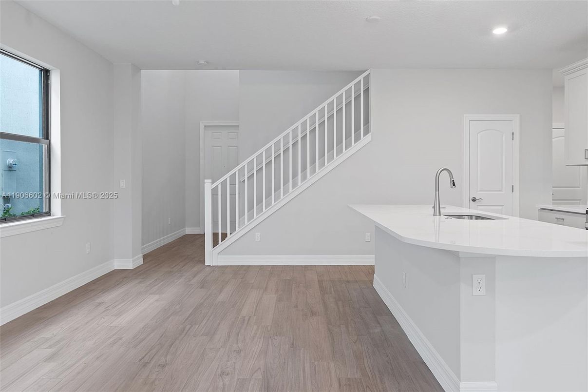 Interior, Kitchen, Recessed Lighting, Wood Texture Flooring