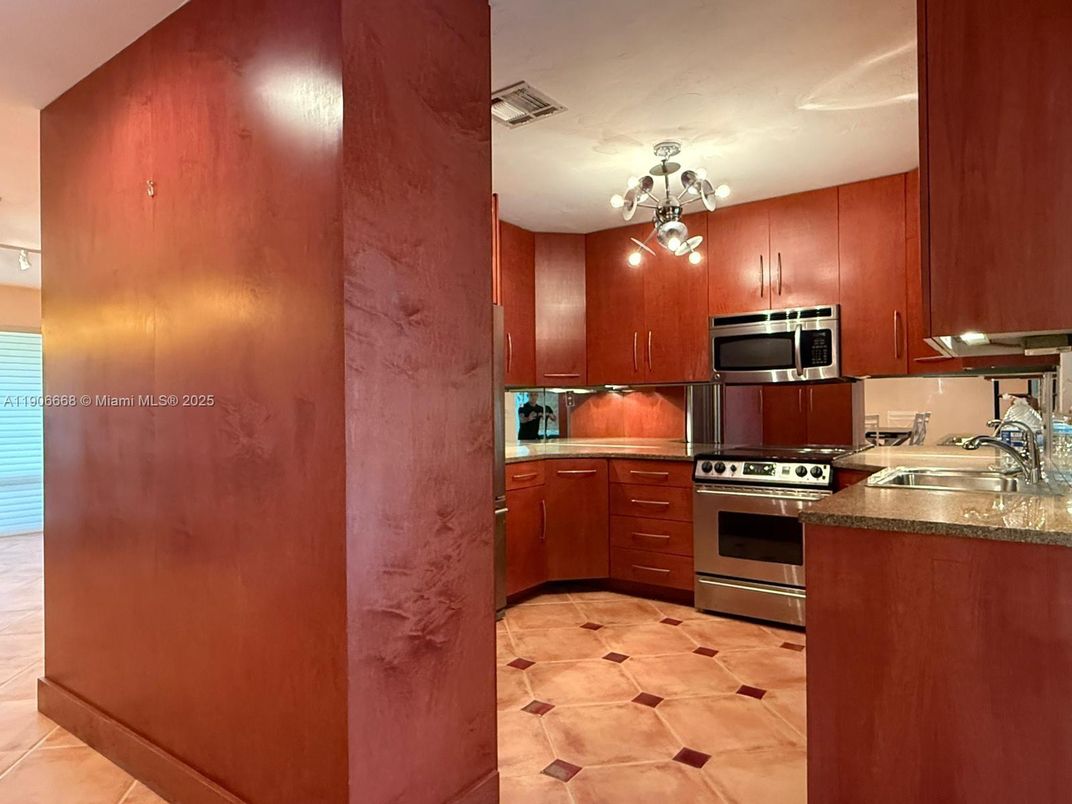Chandelier, Interior, Kitchen, Stainless Steel Appliances