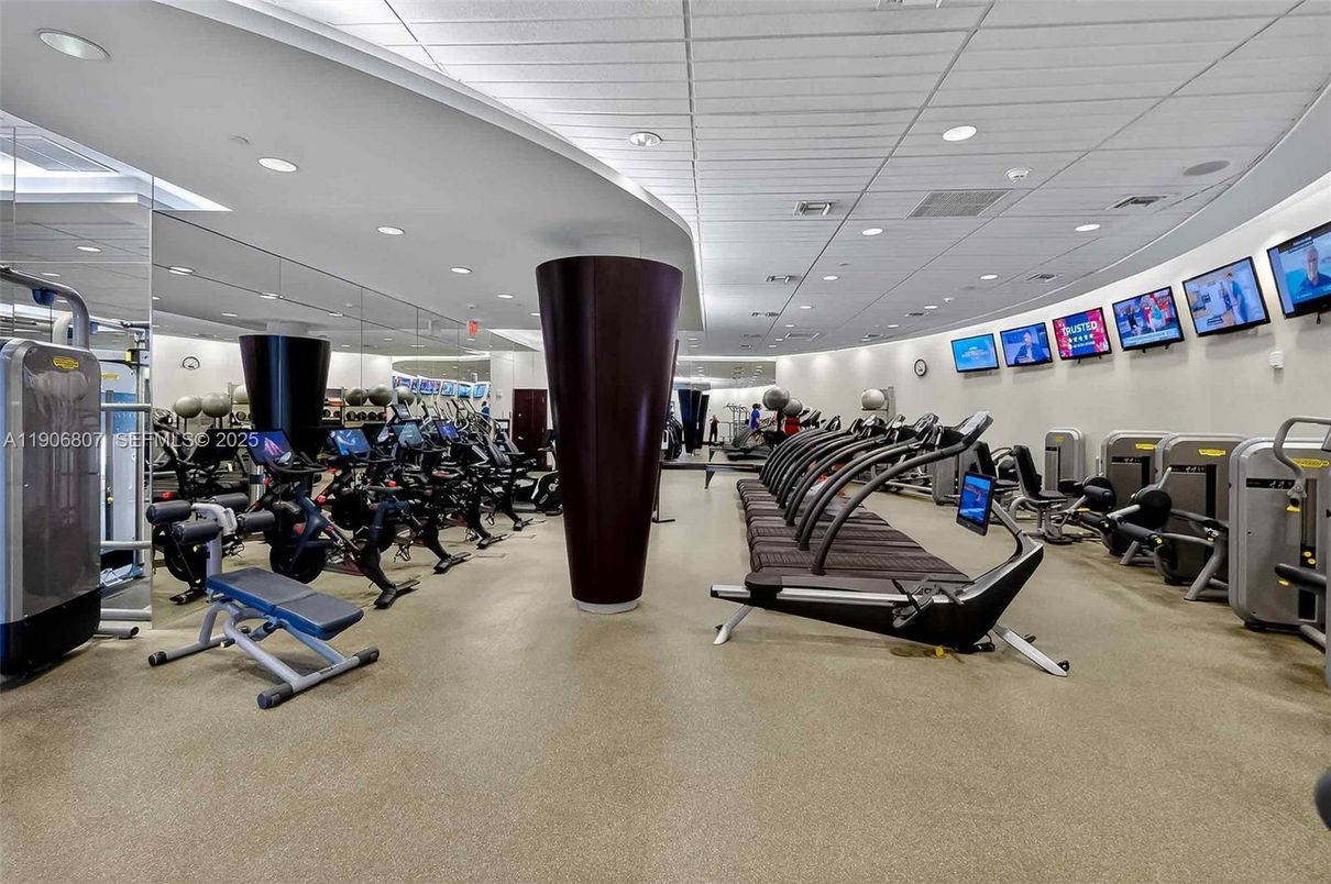 Fitness Equipment, Gym, Interior, Recessed Lighting