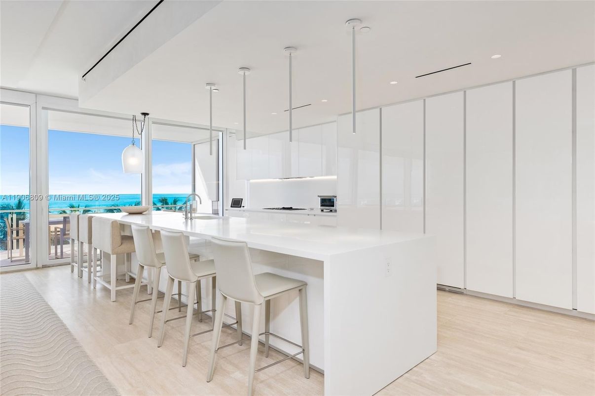 Interior, Kitchen, Pendant Lights, Recessed Lighting, Water, Wood Texture Flooring