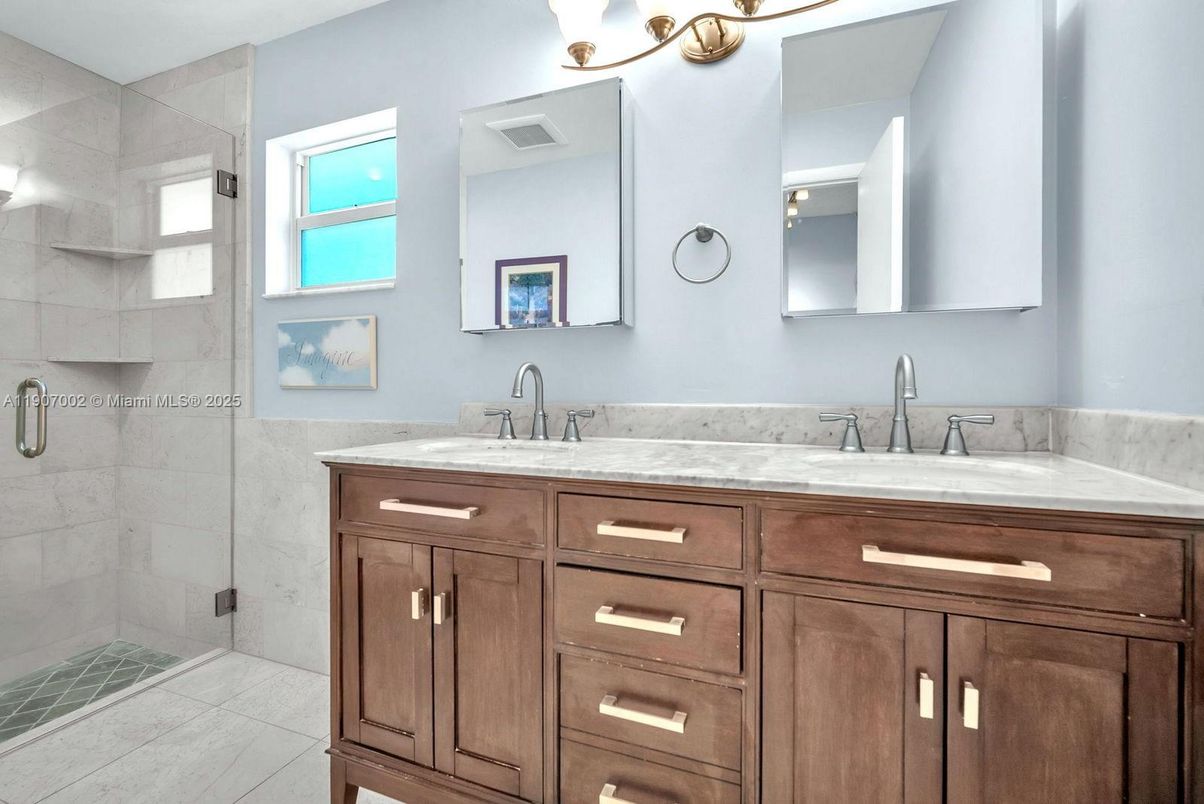 Bathroom, Dual Sink Vanities, Glass Shower, Interior