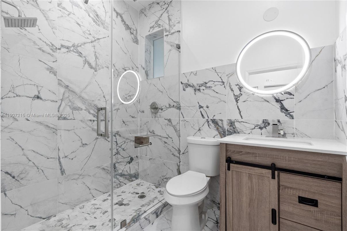 Bathroom, Glass Shower, Interior, Marble Walls