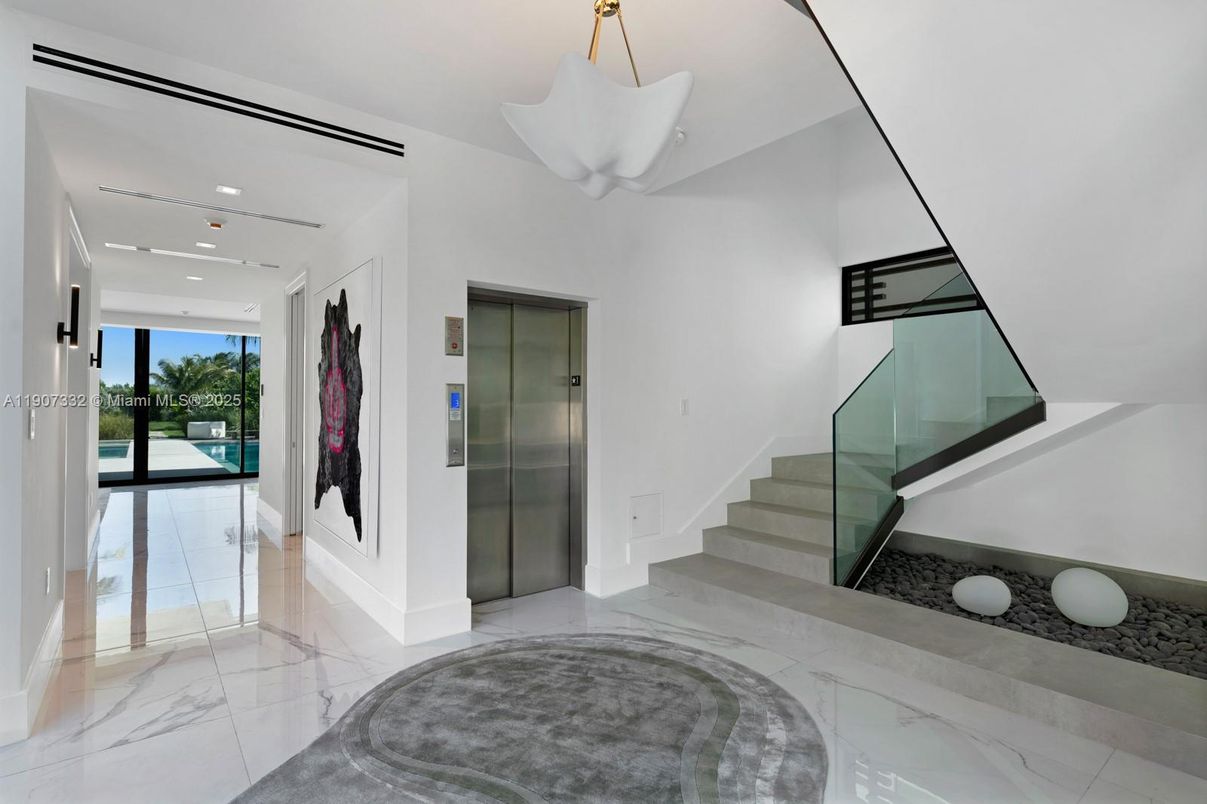 Elevator, Interior, Marble, Recessed Lighting