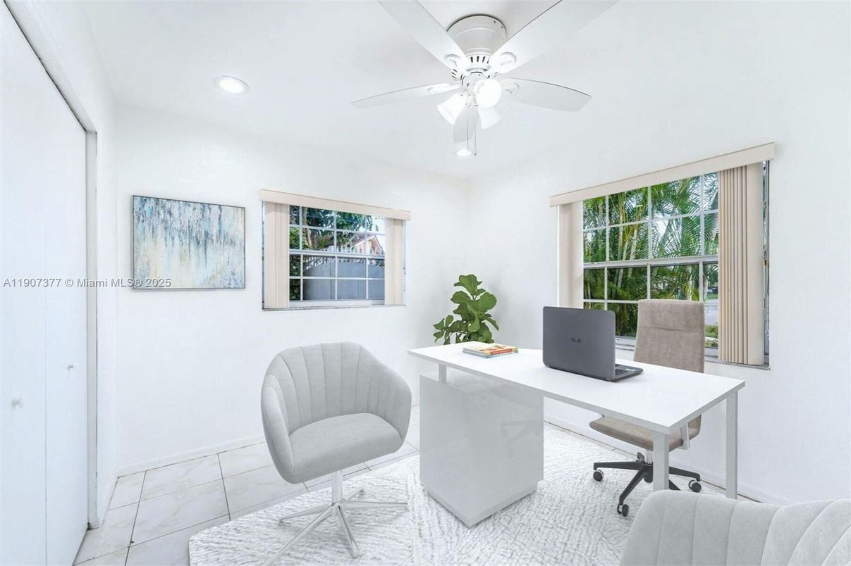 Home Office, Interior, Marble, Recessed Lighting