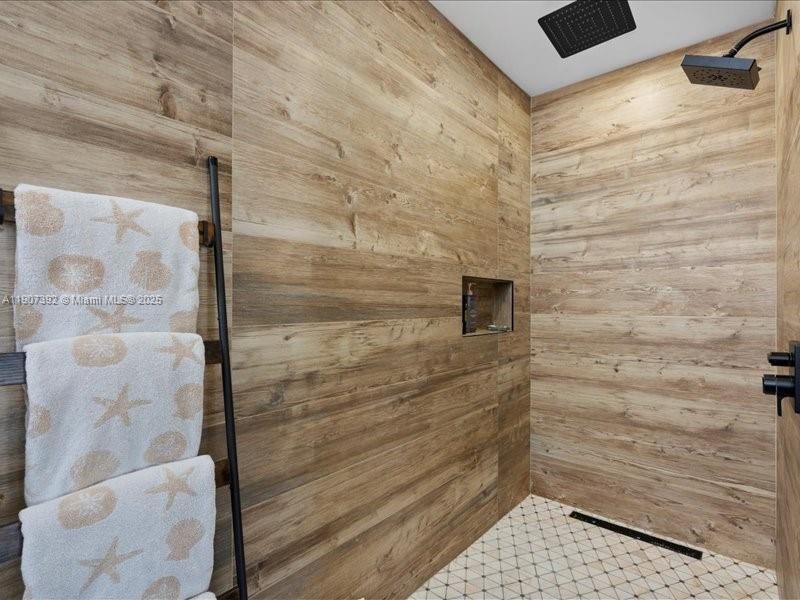 Bathroom, Glass Shower, Interior, Wooden Walls