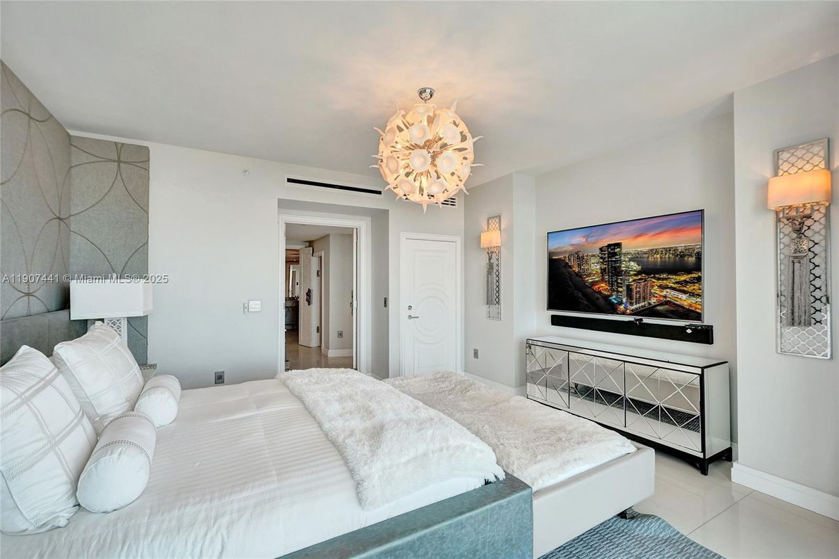 Bedroom, Chandelier, Interior