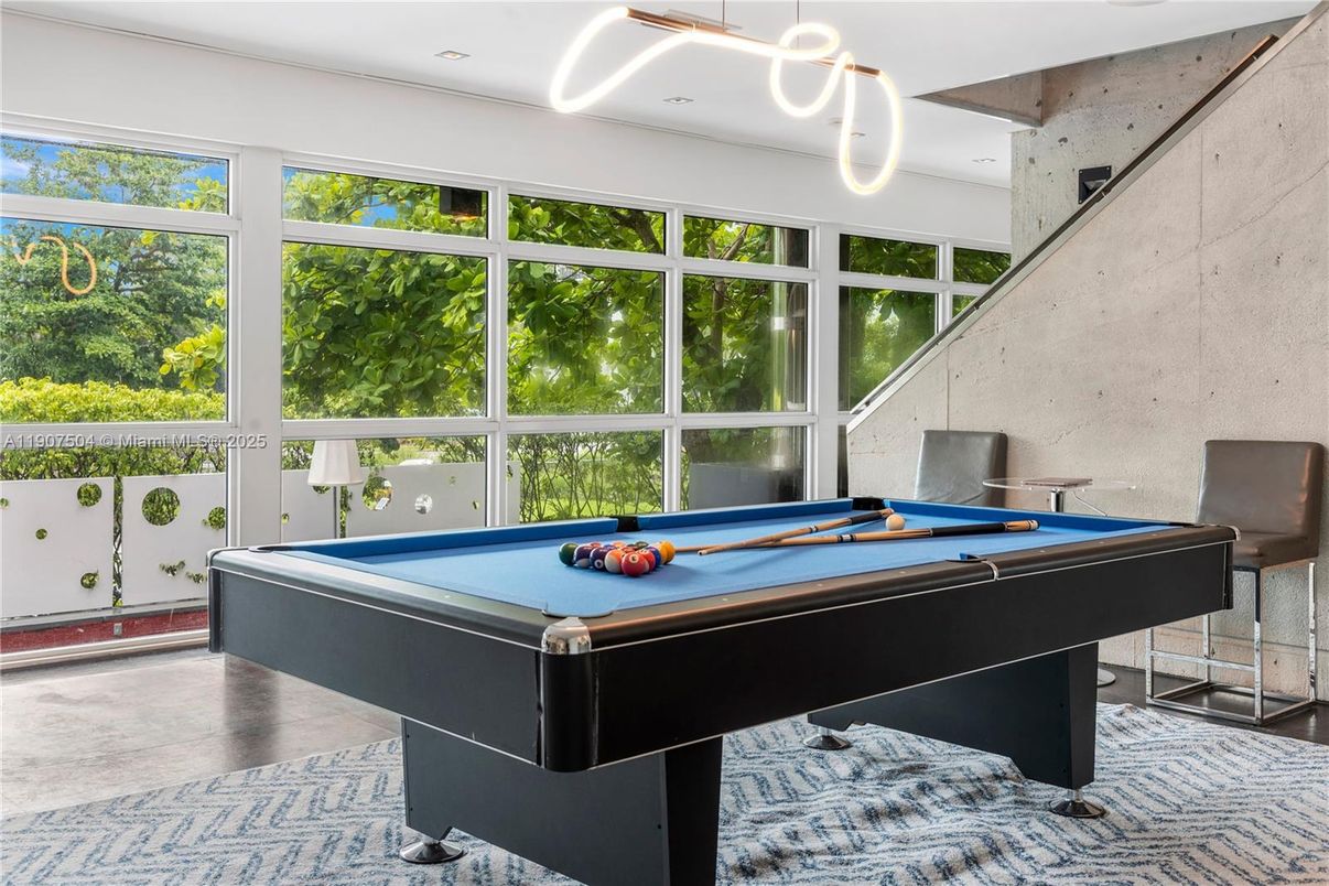 Billiard Table, Game Room, Interior, Pendant Lights, Recessed Lighting