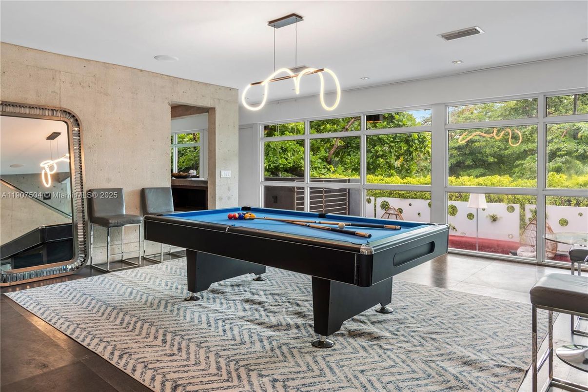 Billiard Table, Game Room, Interior, Pendant Lights, Recessed Lighting