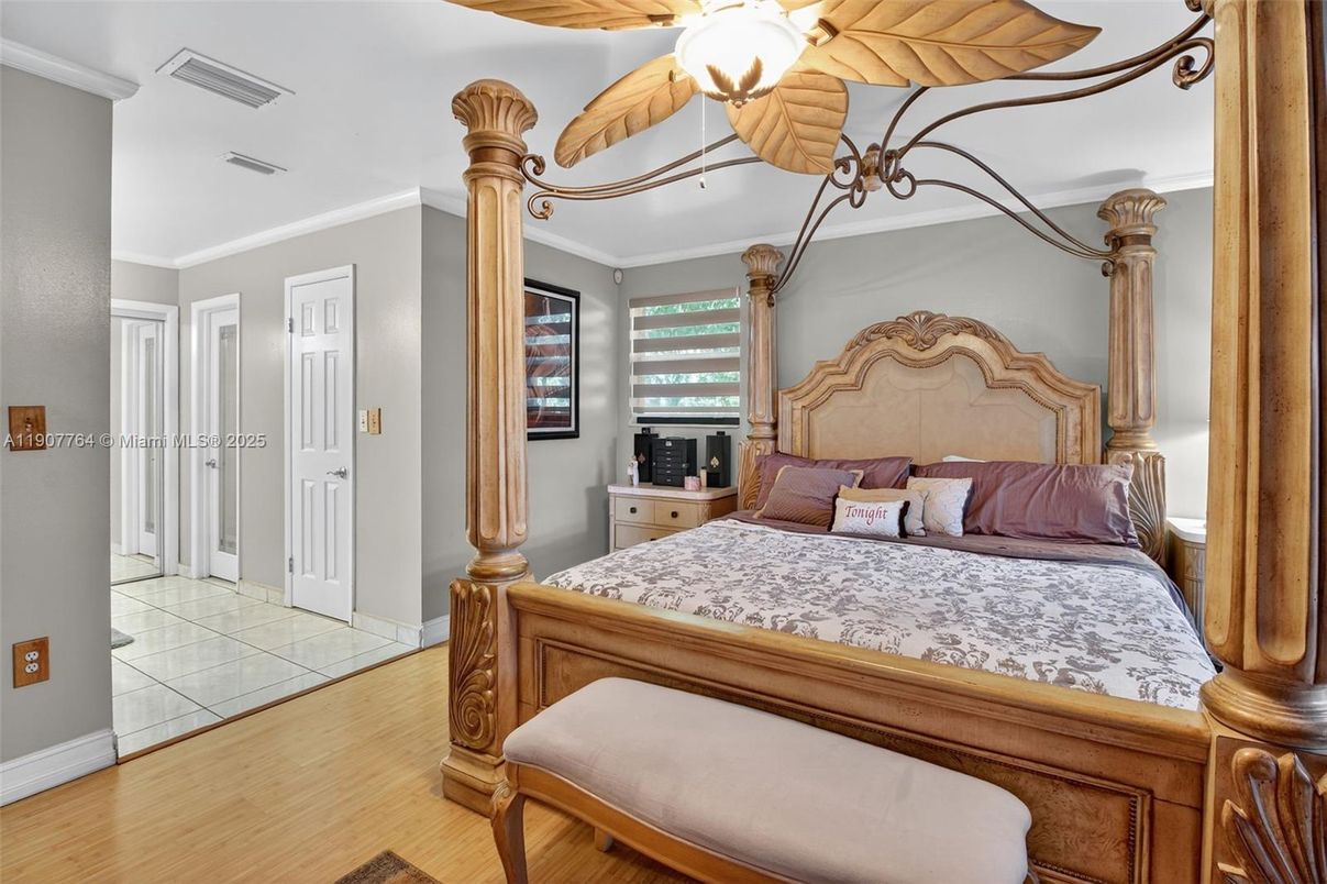 Bedroom, Chandelier, Interior, Wood Texture Flooring