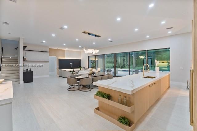 Dining room, Interior, Kitchen, Pendant Lights, Recessed Lighting