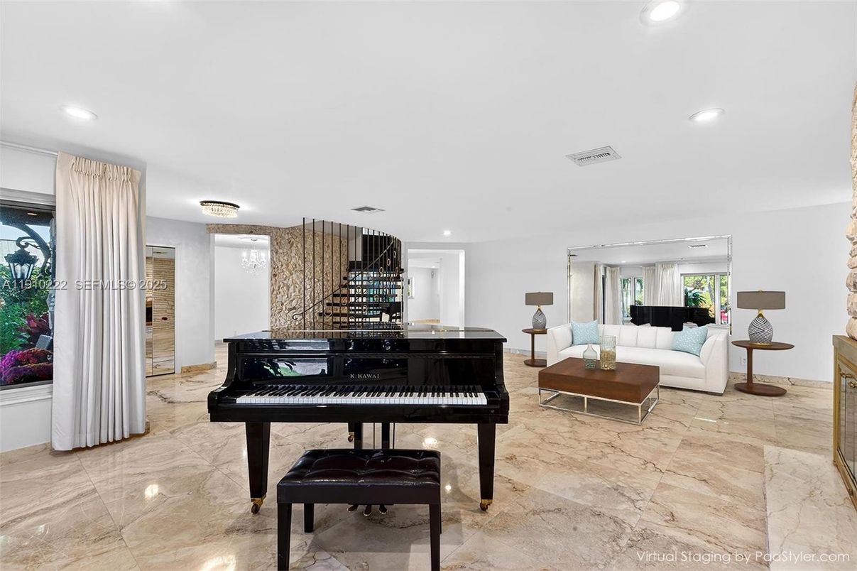 Interior, Living room, Piano, Recessed Lighting