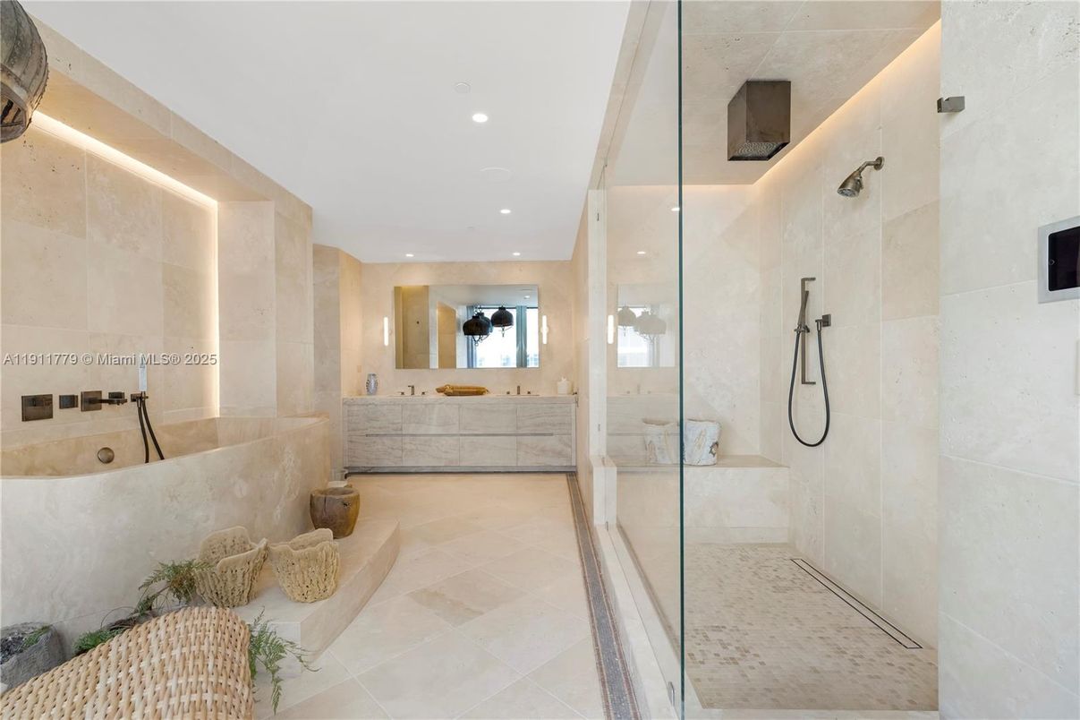 Bathroom, Glass Shower, Interior, Recessed Lighting