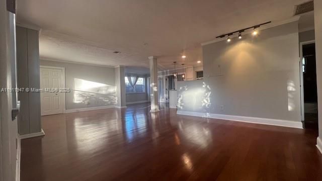 Empty room, Interior, Pendant Lights, Wood Texture Flooring