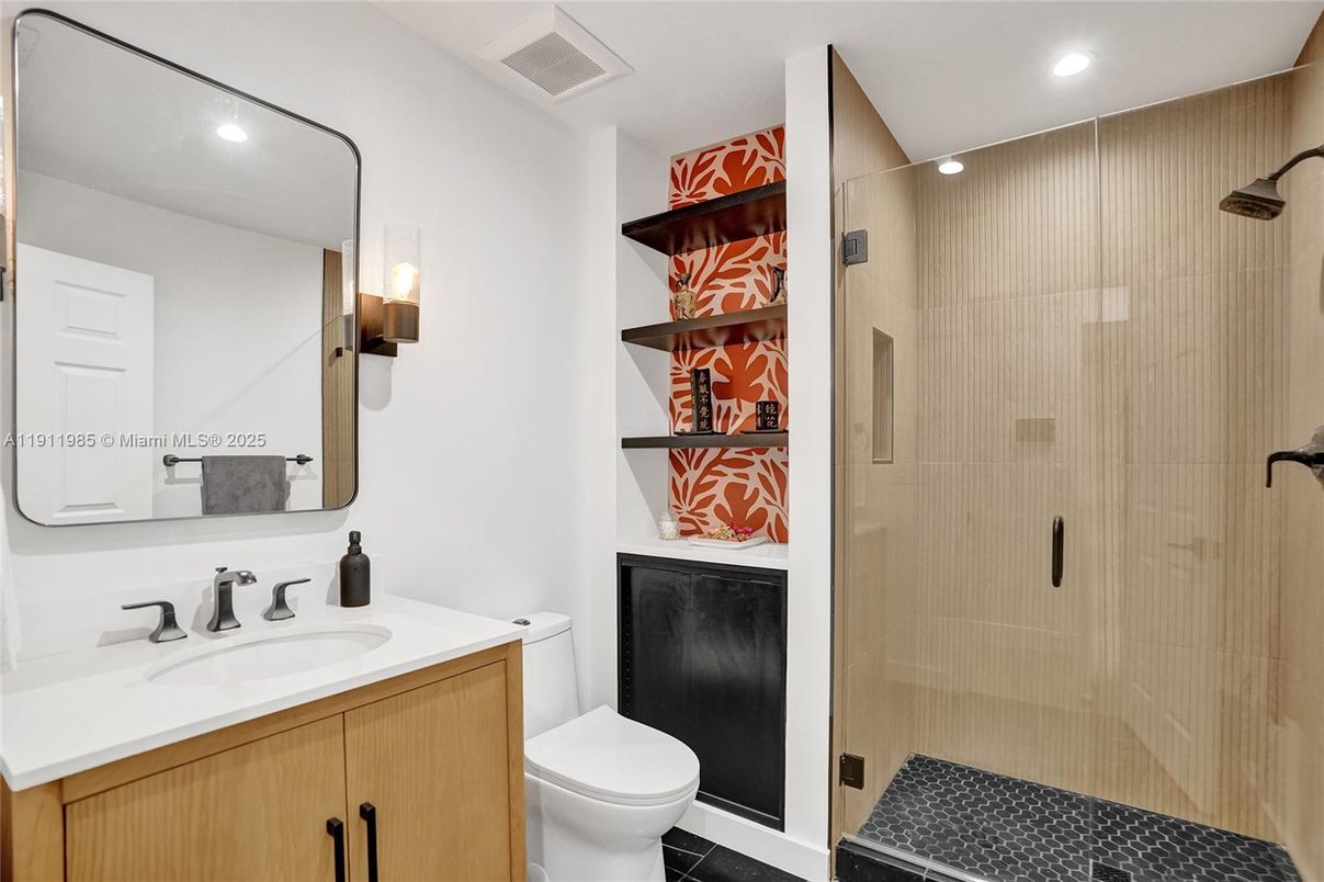 Bathroom, Glass Shower, Interior, Recessed Lighting