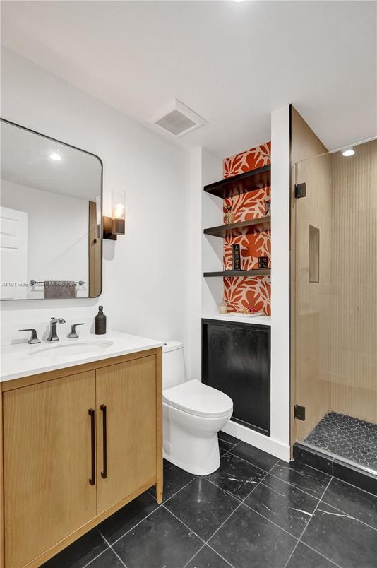 Bathroom, Glass Shower, Interior, Recessed Lighting