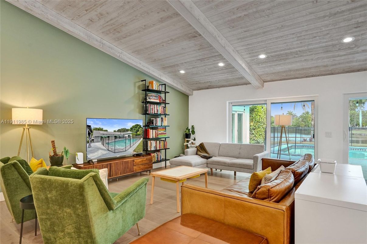Interior, Living room, Recessed Lighting, Wooden Ceilings