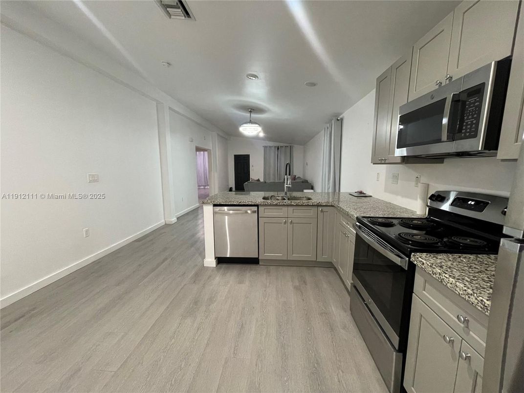 Interior, Kitchen, Stainless Steel Appliances, Wood Texture Flooring