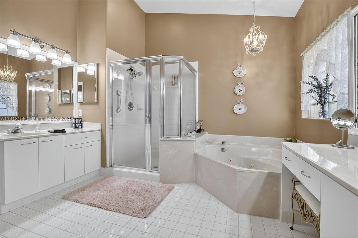Bathroom, Glass Shower, Interior, Pendant Lights