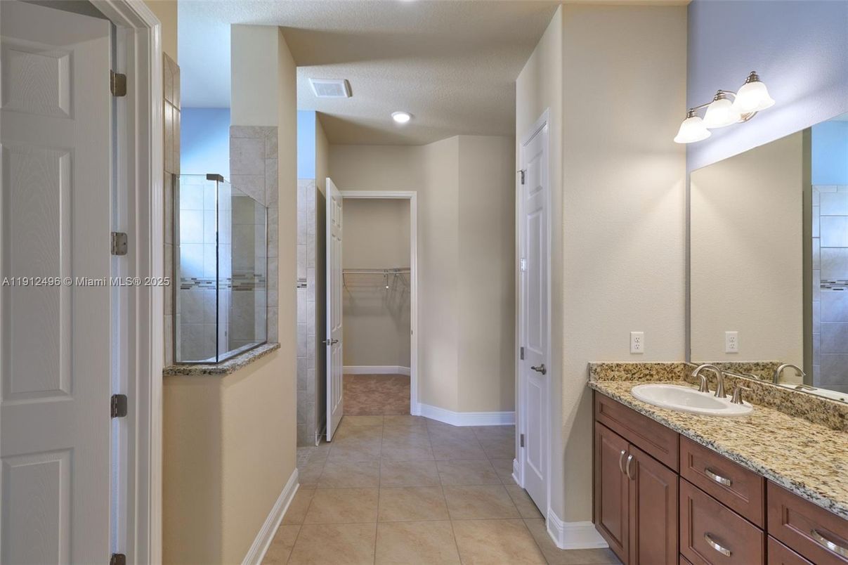 Bathroom, Dual Sink Vanities, Glass Shower, Interior, Recessed Lighting