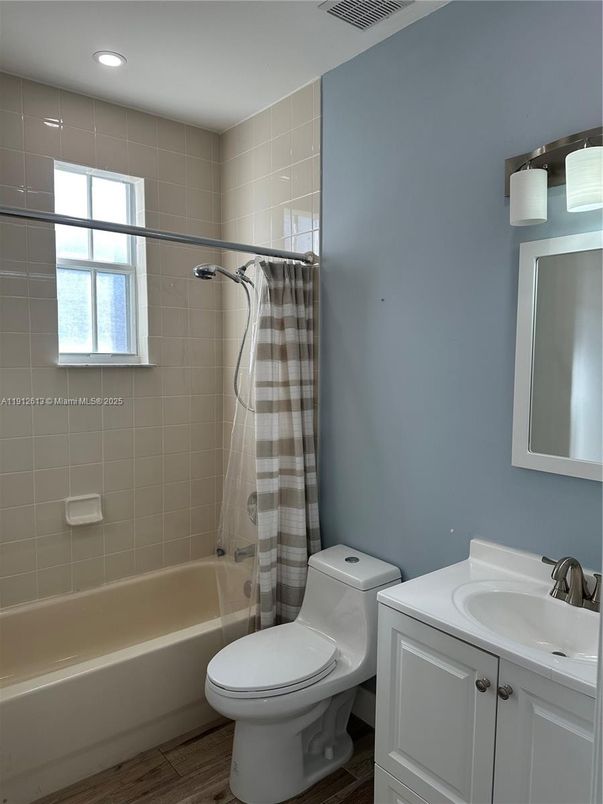 Bathroom, Glass Shower, Interior, Recessed Lighting, Wood Texture Flooring