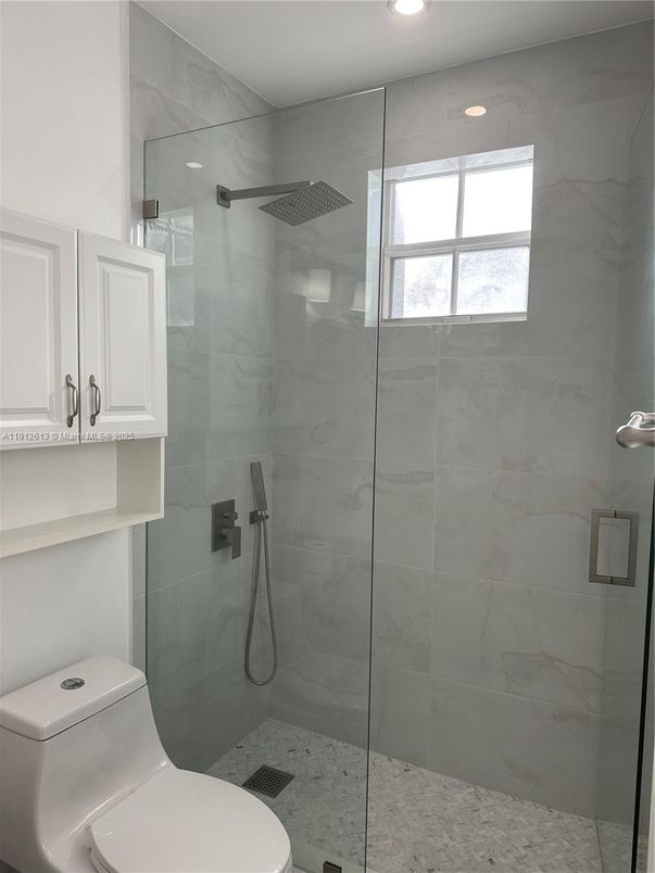 Bathroom, Glass Shower, Interior, Marble Walls, Recessed Lighting