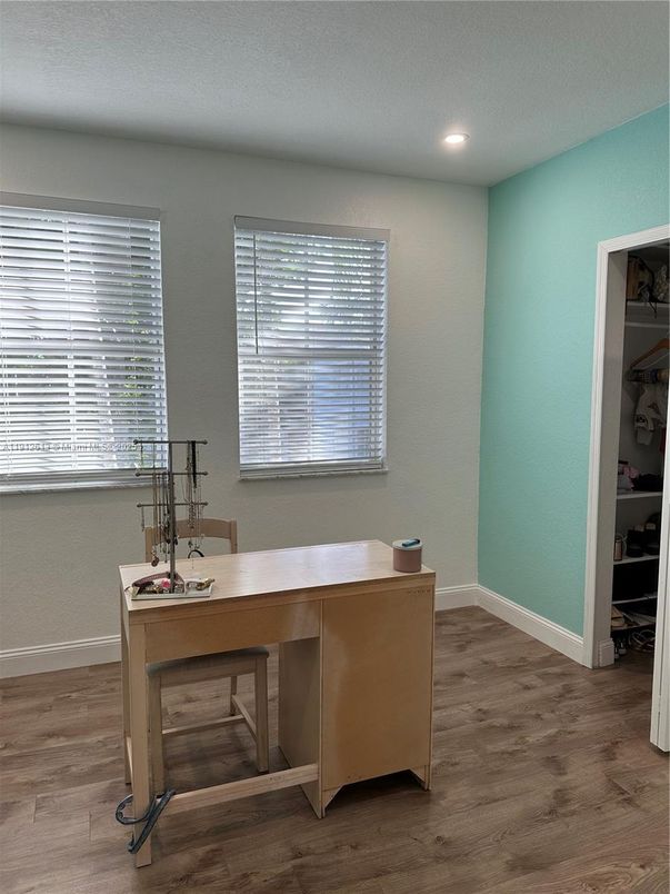 Home Office, Interior, Recessed Lighting, Wood Texture Flooring