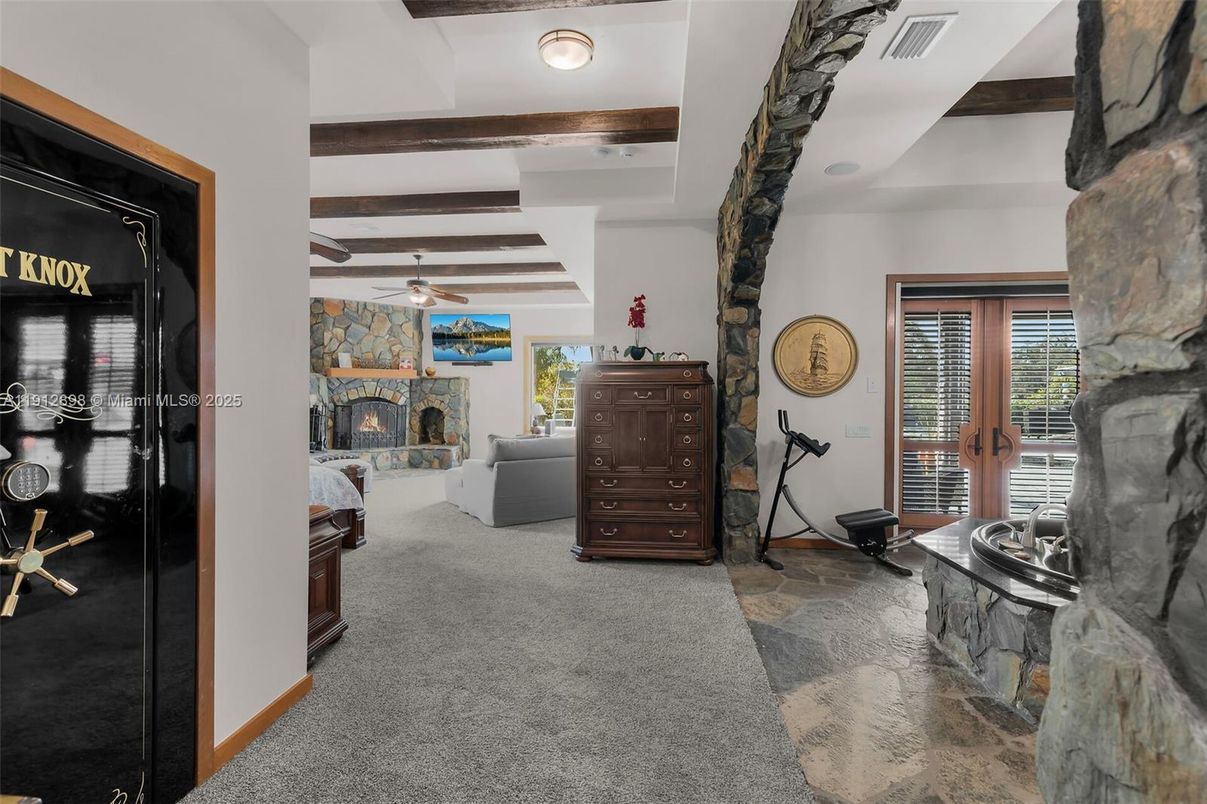Fireplace, Interior, Wooden Beams