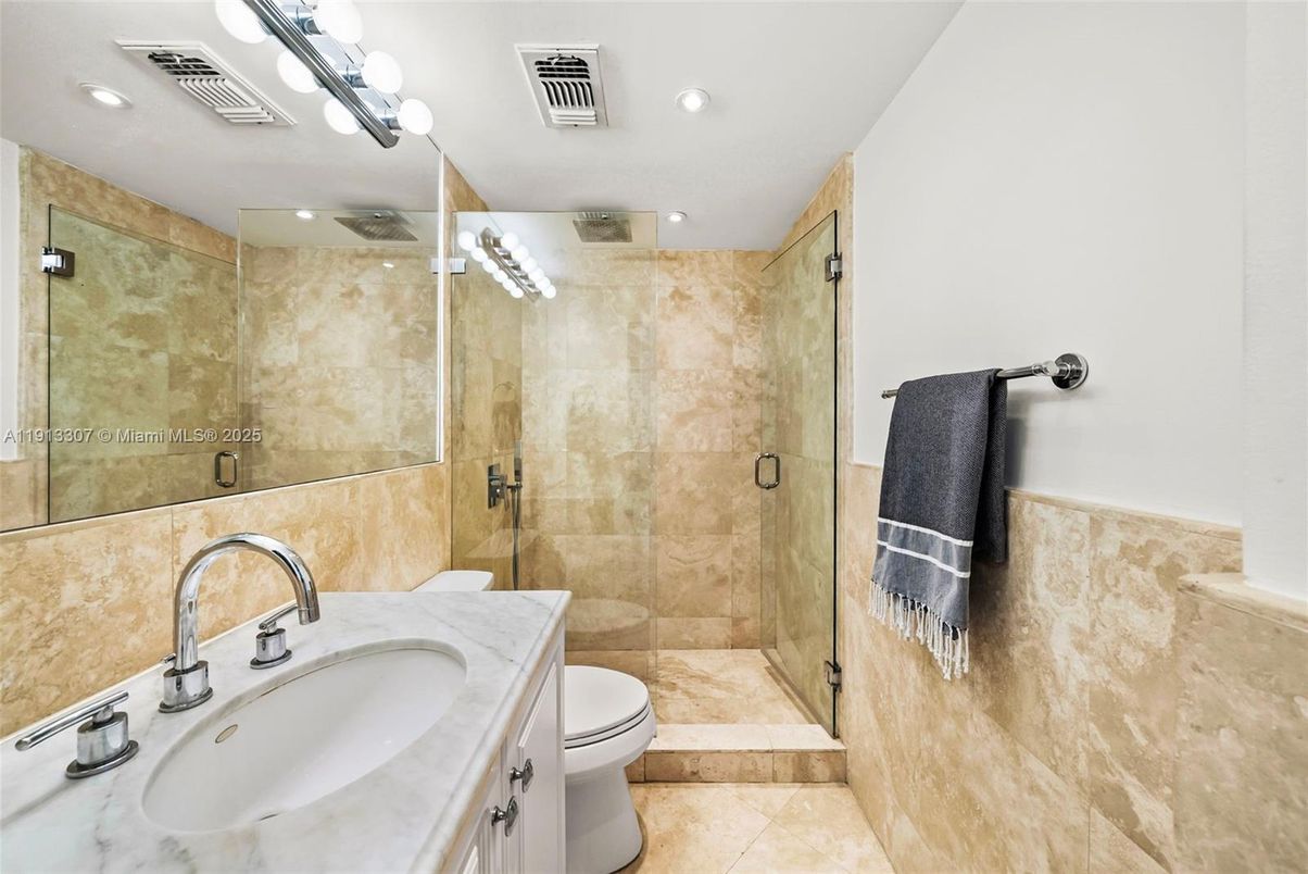 Bathroom, Glass Shower, Interior, Recessed Lighting