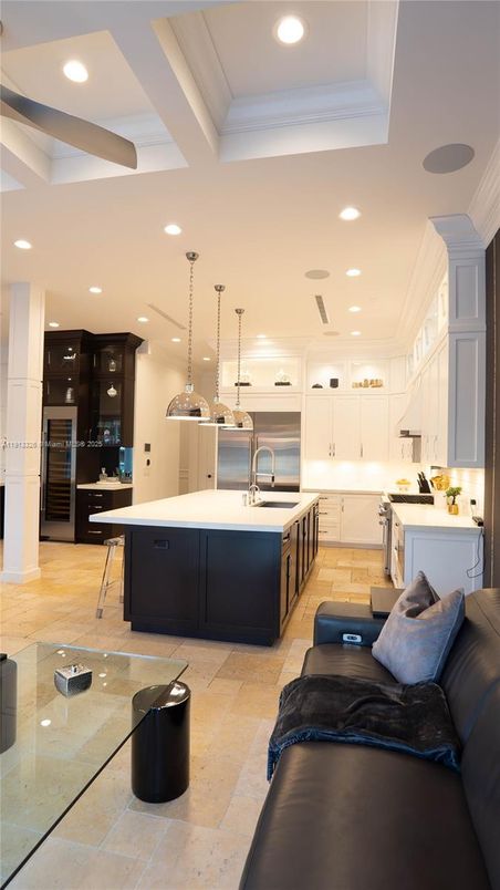 Interior, Kitchen, Living room, Pendant Lights, Recessed Lighting, Stainless Steel Appliances