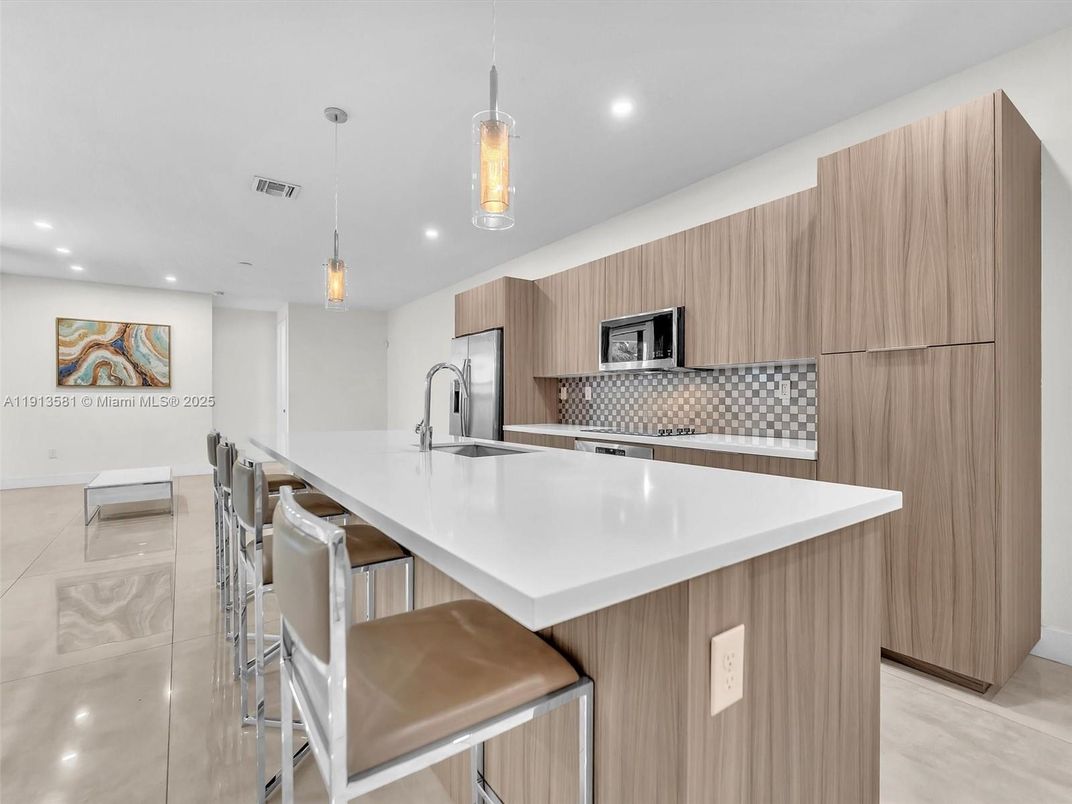 Interior, Kitchen, Pendant Lights, Recessed Lighting, Stainless Steel Appliances