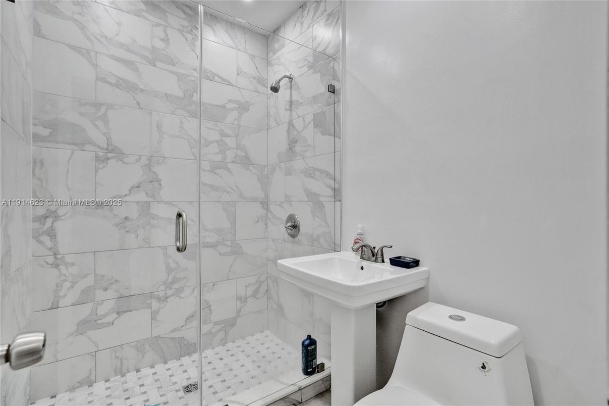 Bathroom, Glass Shower, Interior, Marble Walls