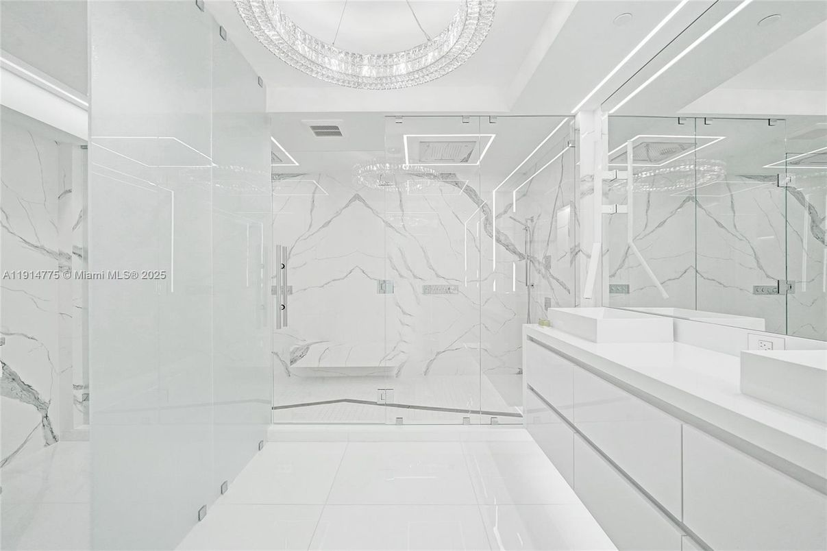 Bathroom, Glass Shower, Interior, Marble Walls