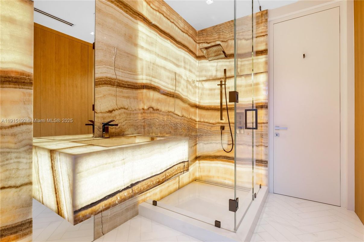 Bathroom, Glass Shower, Interior, Recessed Lighting