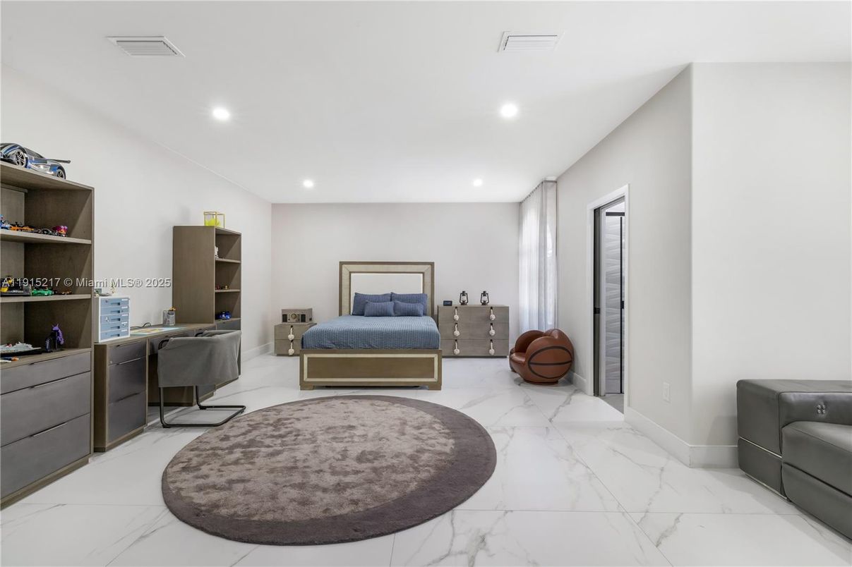 Bedroom, Interior, Marble, Recessed Lighting