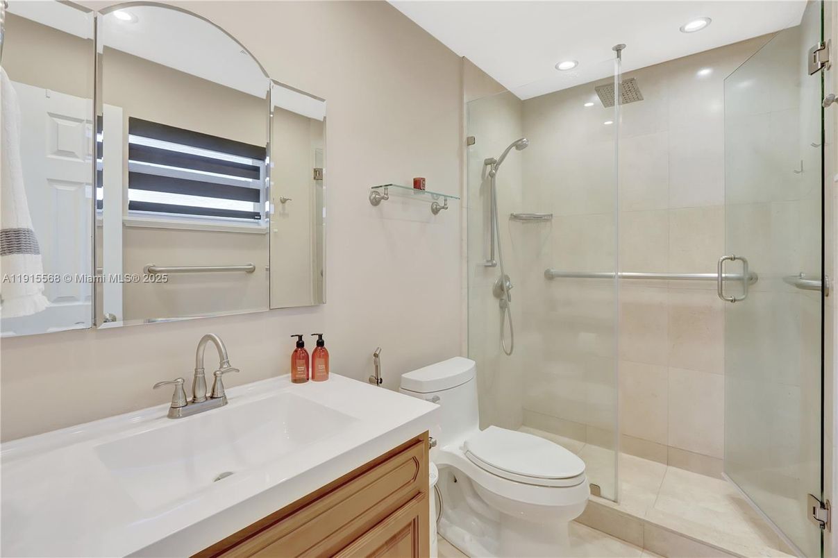 Bathroom, Glass Shower, Interior, Recessed Lighting