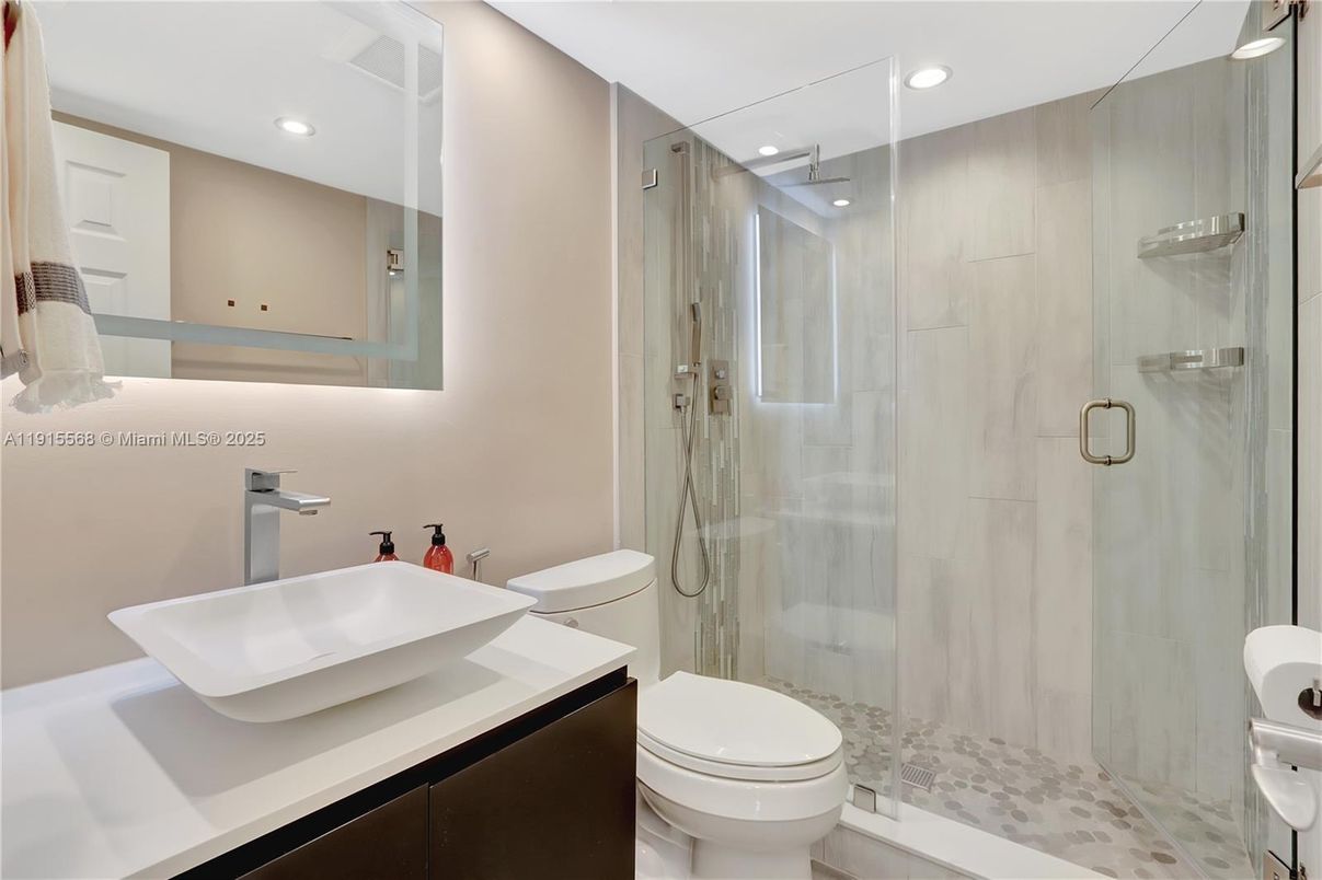 Bathroom, Glass Shower, Interior, Recessed Lighting