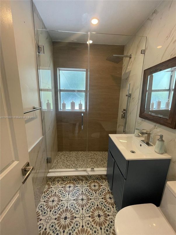 Bathroom, Glass Shower, Interior, Recessed Lighting