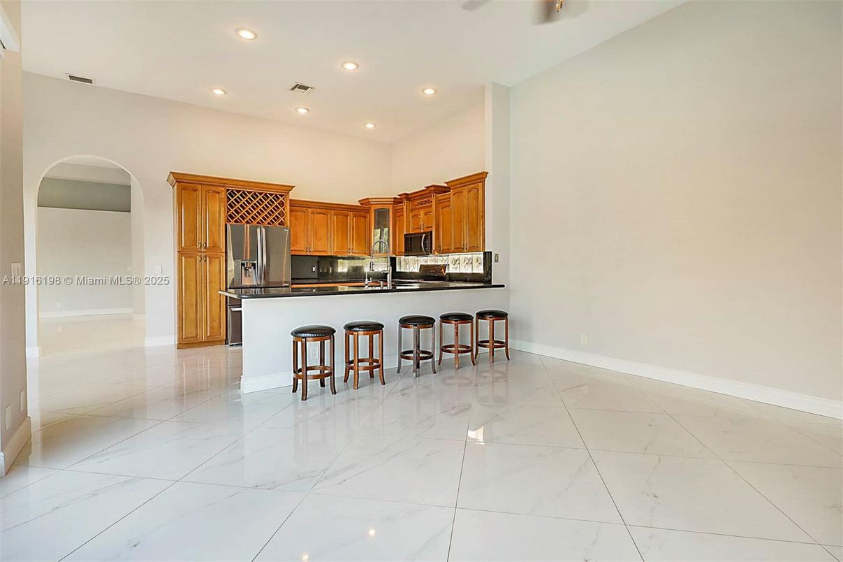 Interior, Kitchen, Marble, Recessed Lighting, Stainless Steel Appliances