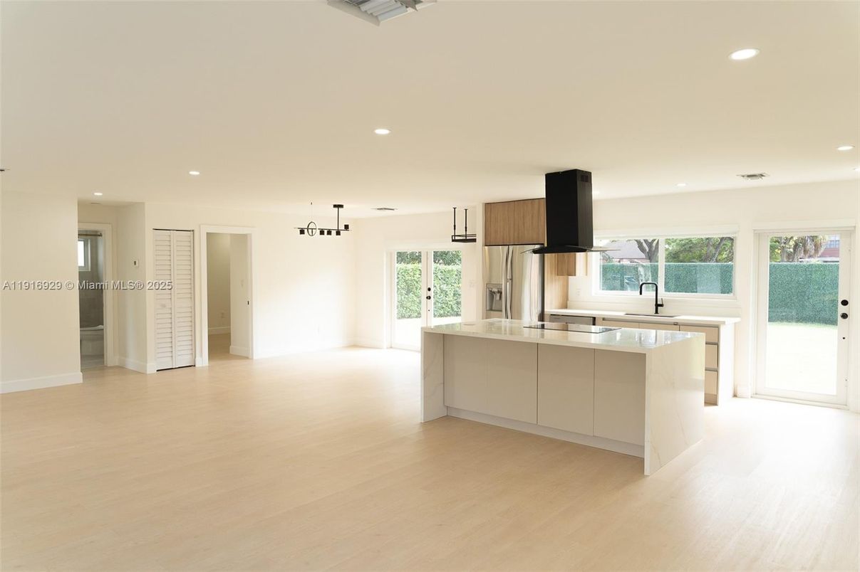 Interior, Kitchen, Recessed Lighting, Wood Texture Flooring