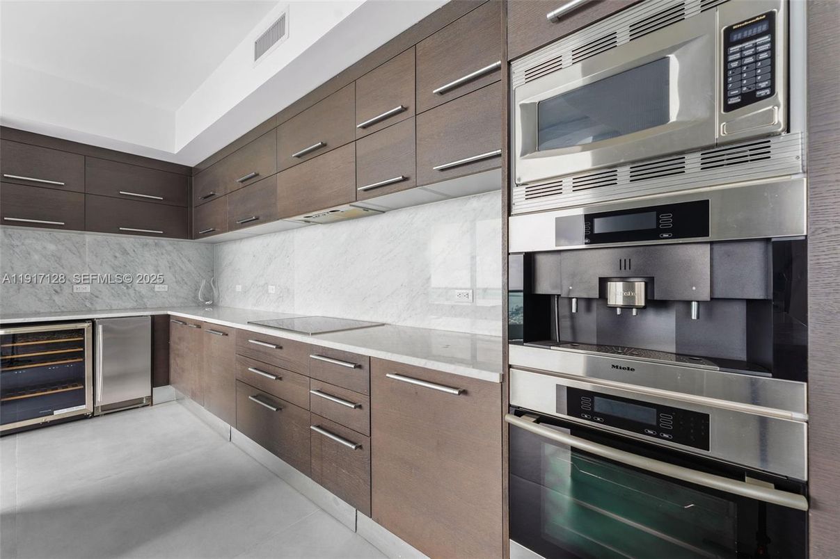 Interior, Kitchen, Marble Walls, Stainless Steel Appliances