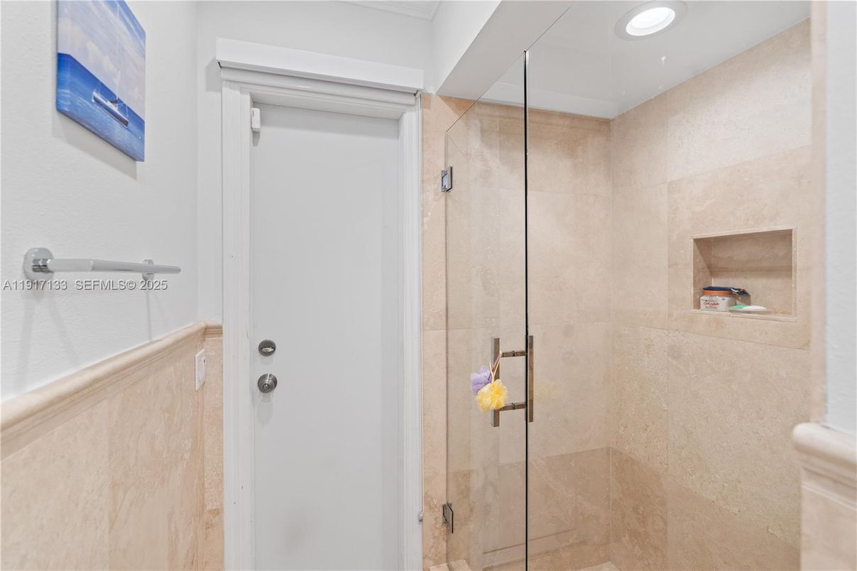 Bathroom, Glass Shower, Interior, Recessed Lighting