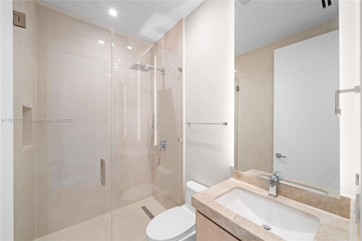 Bathroom, Glass Shower, Interior, Recessed Lighting