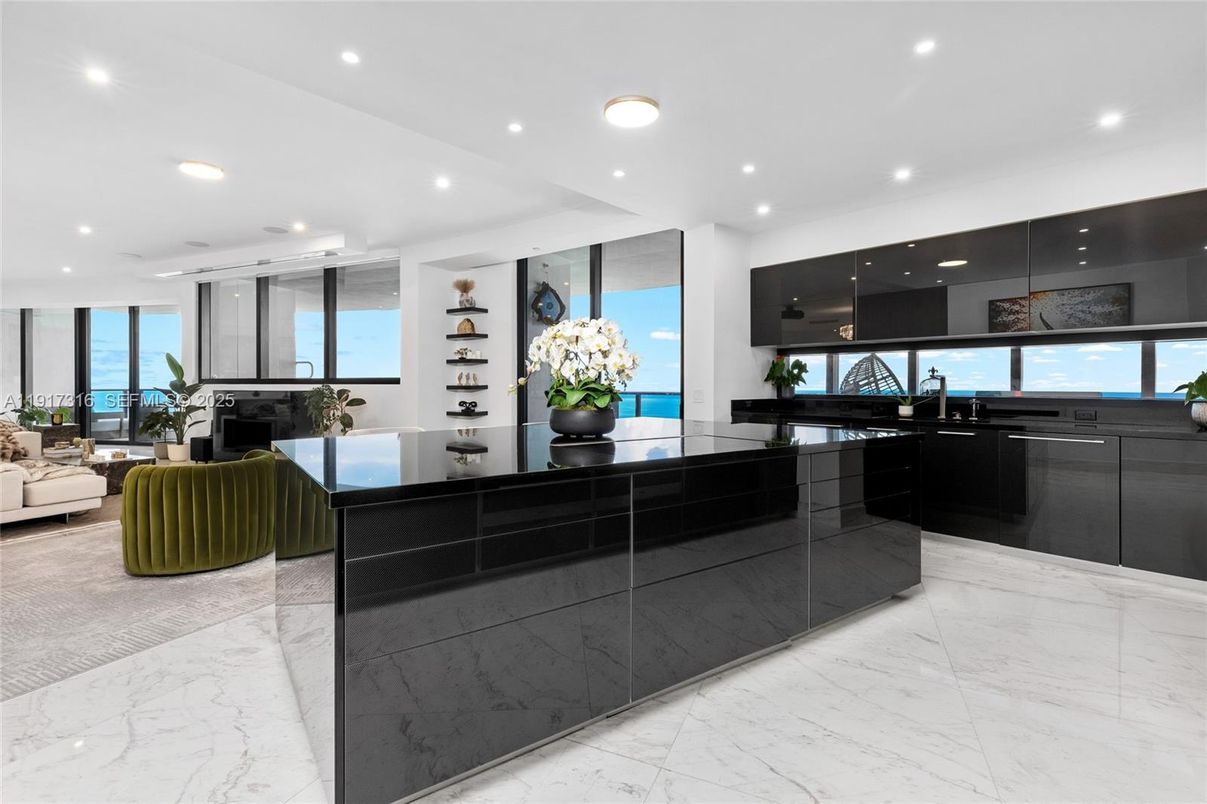 Interior, Kitchen, Living room, Marble, Recessed Lighting, Water