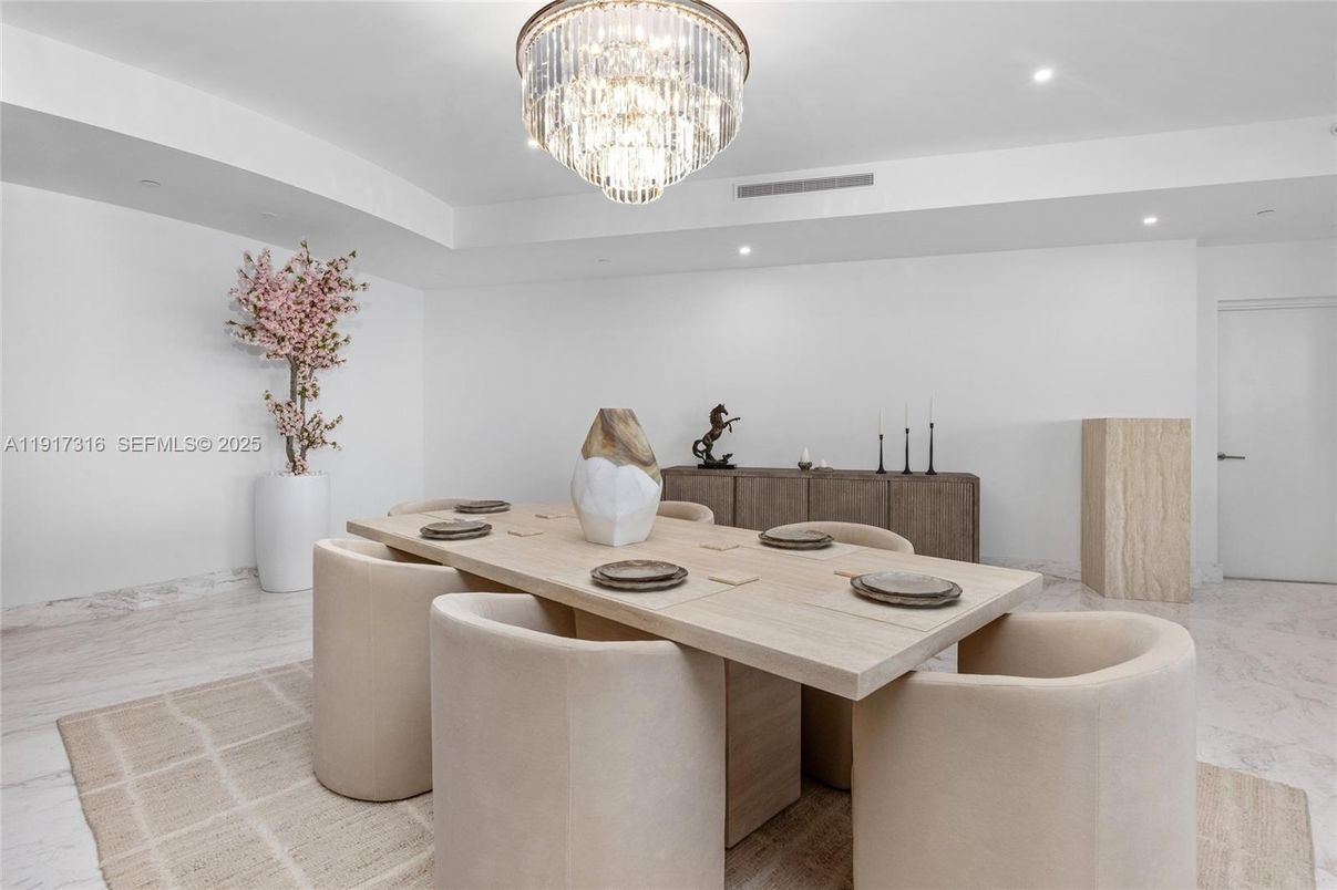 Chandelier, Dining room, Interior, Marble, Recessed Lighting