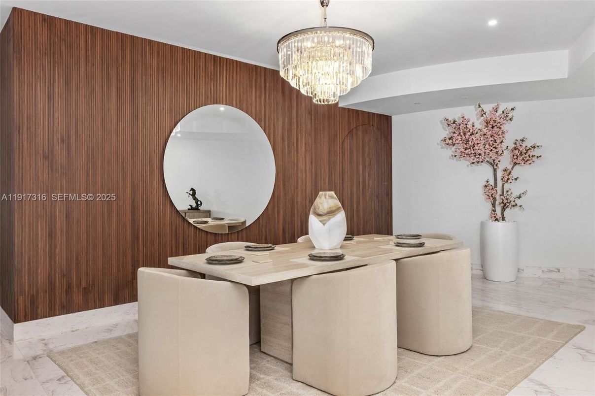 Chandelier, Dining room, Interior, Marble, Recessed Lighting
