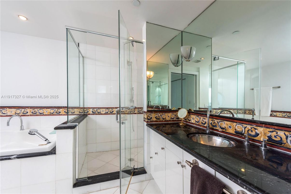 Bathroom, Dual Sink Vanities, Glass Shower, Interior, Recessed Lighting