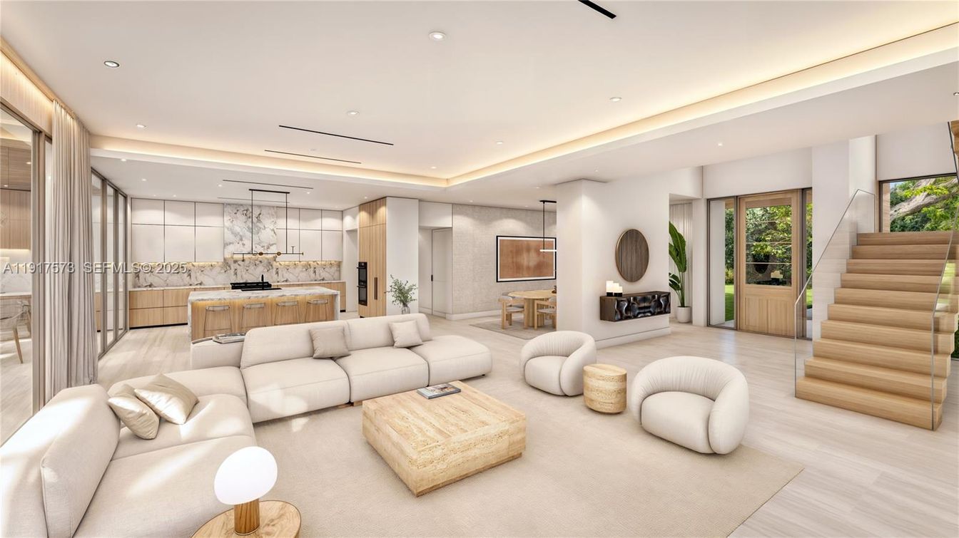 Interior, Living room, Marble Walls, Pendant Lights, Recessed Lighting